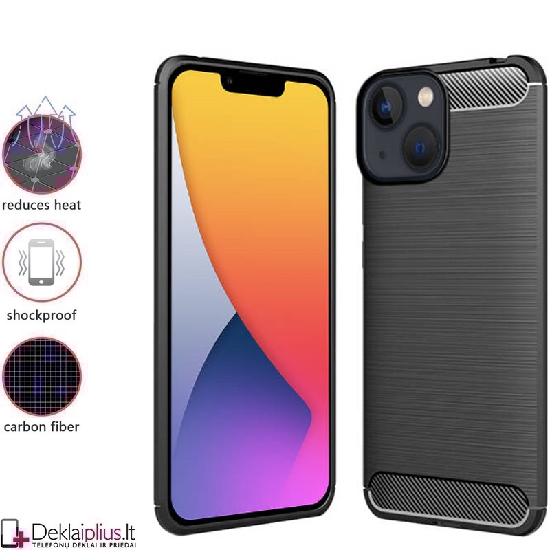 Carbon guminis dėklas - juodas (Apple Iphone 14 Plus) Carbon guminis dėklas - juodas (Apple Iphone 14 Plus)